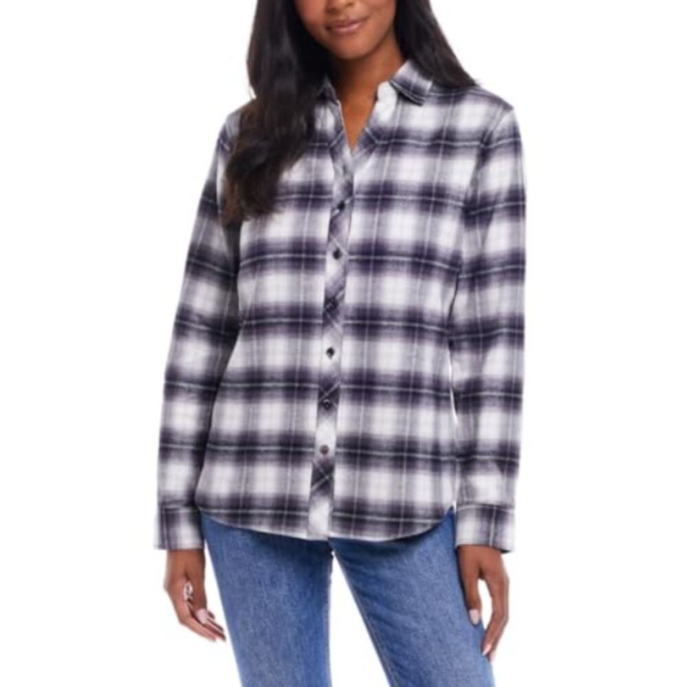 Weatherproof Vintage Comfort Stretch Plaid Flannel Shirt Women's XXL Multi NWT